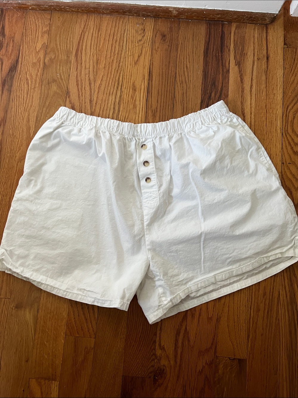 DONNI The Pop Boxer White Button-Front Elastic